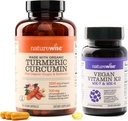 NatureWise Curcumin ターメリック 2250mg と BioPerine & ビーガンビタミン K2 MK-7 100mcg と MK4 500mcg - 180 カウント & 90 ソフトゲル