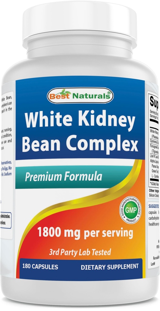 ベストナチュラルズホワイト腎臓豆コンプレックス1800mg/サービング180カプセル。 非GMO、グルテンフリー