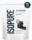 Isopure Zero Carb 100% Pure Whey Isolate Protein Powder, Lactose Free, Gluten Free, With Vitamins, Cookies & Cream, 25g Protein Per Serving, 1 Lb, 15 Servings (Packaging May Vary)