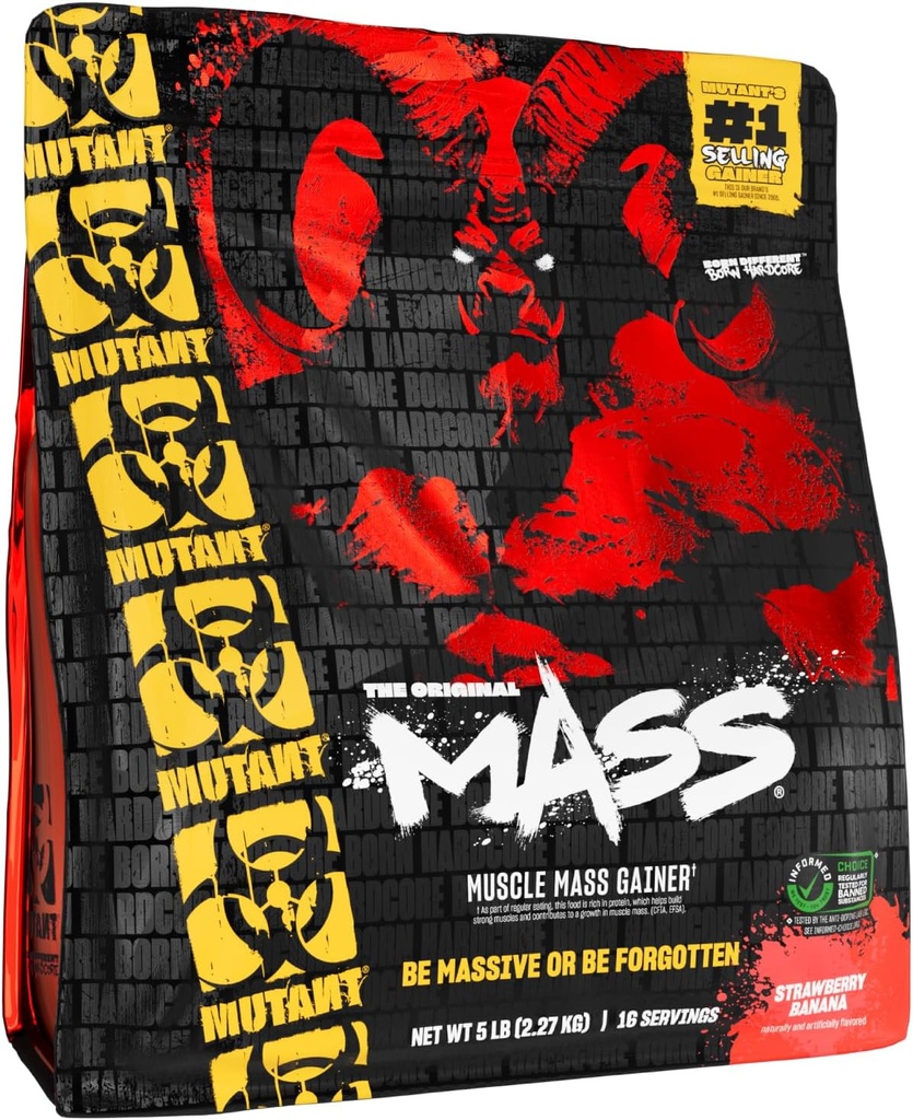 Mutant Mass | Weight Mass Gainer Protein Powder - high Calorie Protein Powder for Mass gain - Strawberry Banana - 5 Pound