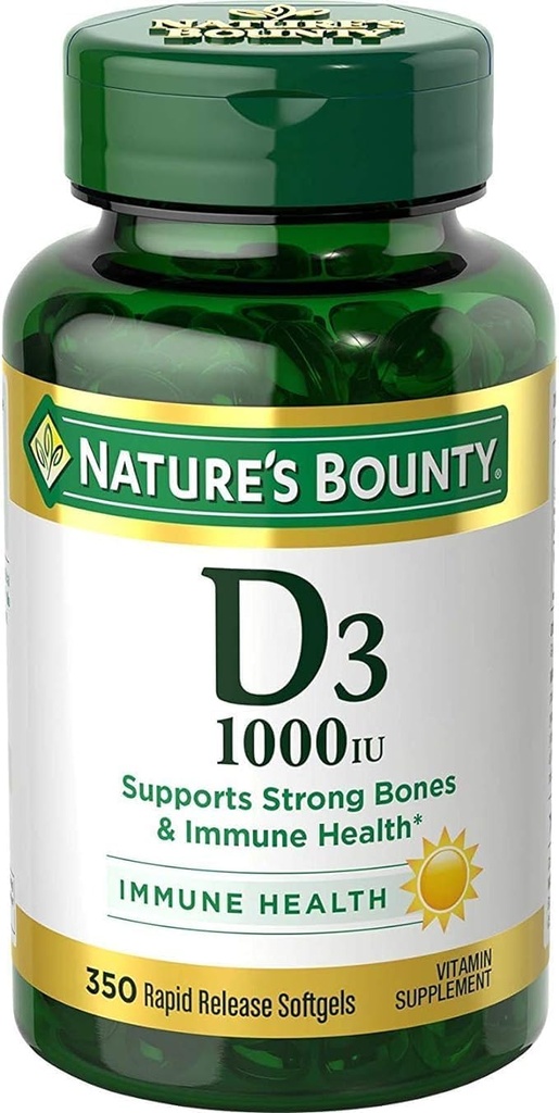 Nature's Bounty Bounty D-1000 IUの食事療法の補足の急速な解放の液体Softgels 350 ea (パッケージ 2)