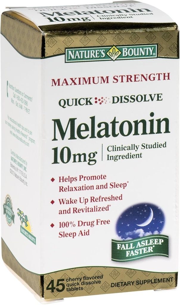 Nature's Bounty Melatonin 10 mgの速い分解は45 eaを錠剤にします(3のパック)