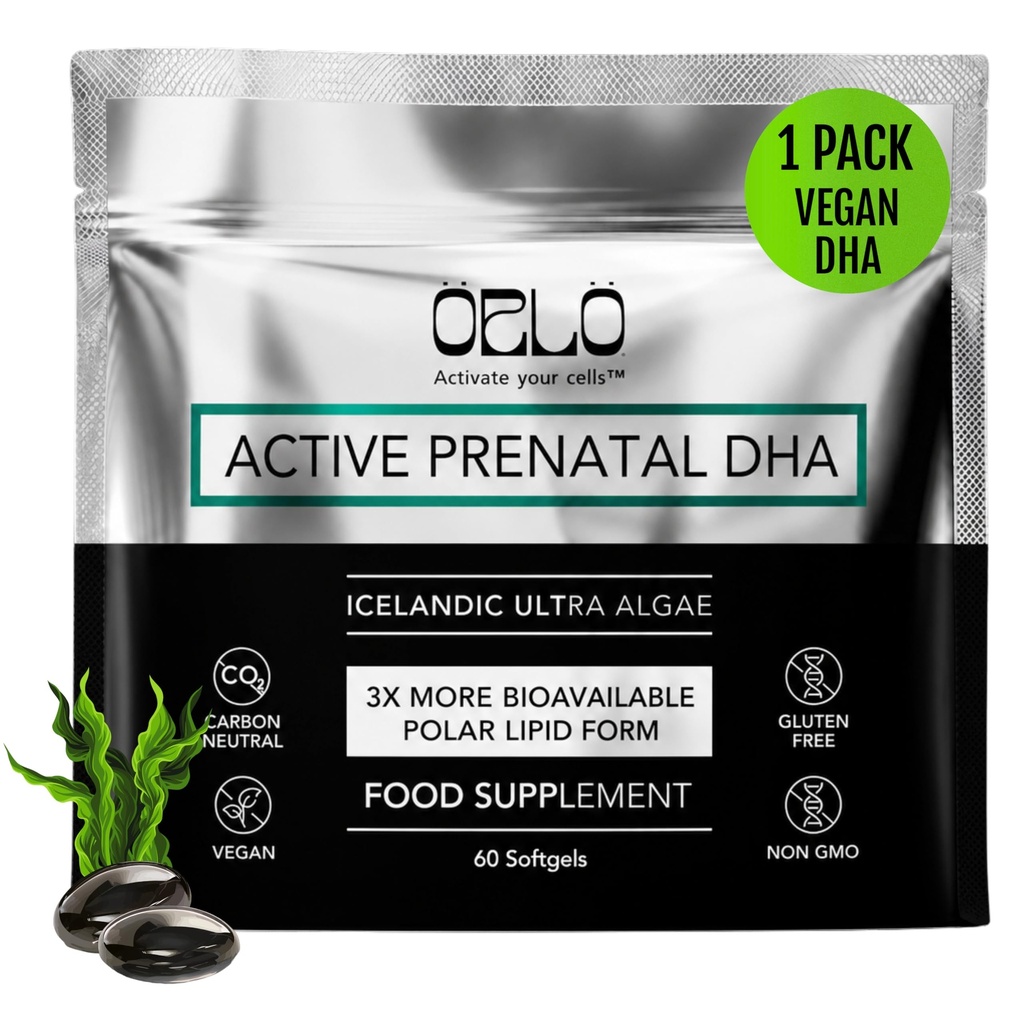 Orlo PRENATAL DHA - プレナタルDHAオメガ3サプリメント - トリプル強度オメガ3 - ビーガンDHA&EPA - Algae Omega-3オイル - 妊娠中の脳開発をサポート&授乳中(60ミニSoftgels)