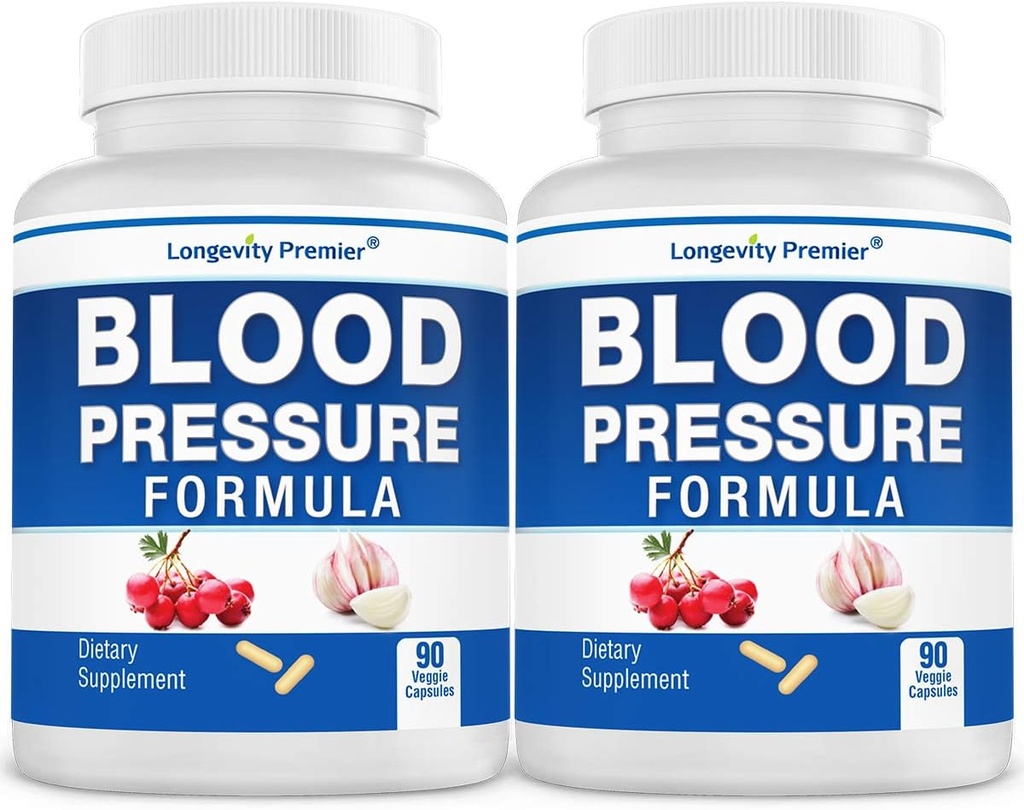 [2-Bottle Value Pack] Longevity Blood Pressure Formula -Scientifically formulated with Hawthorn & 12+ Quality All Natural Herbs