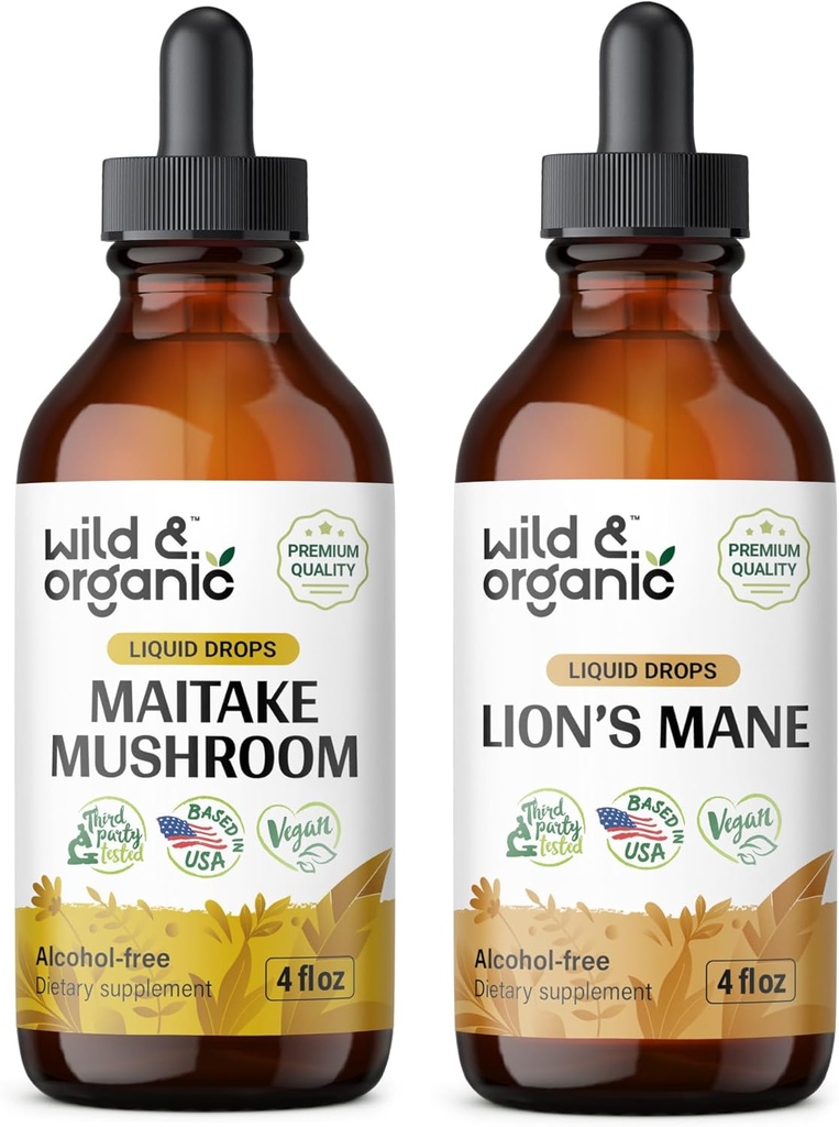 ワイルド&オーガニック 舞茸のきのこ Tincture 4 fl oz & Lion's Mane Tincture 4 fl oz