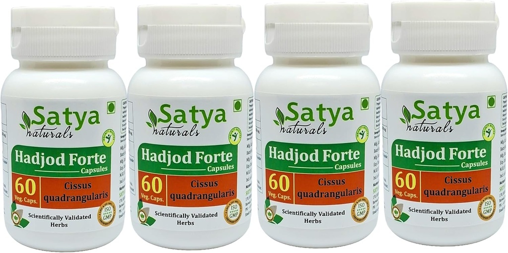 Hadjod Forte カプセル 500 mg. 60 Veg. カプセル | Hadjod (シッサス・クワラギス) エキスカプセル for Men and Female | Ayurvedic Herbal Supplement/Remedies | 10:1 Forte(60カプセル4本入)