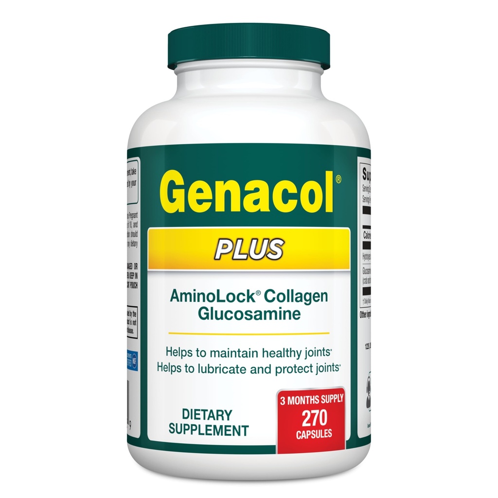 Genacolのグルコサミンおよびコラーゲンの共同補足270のカプセル