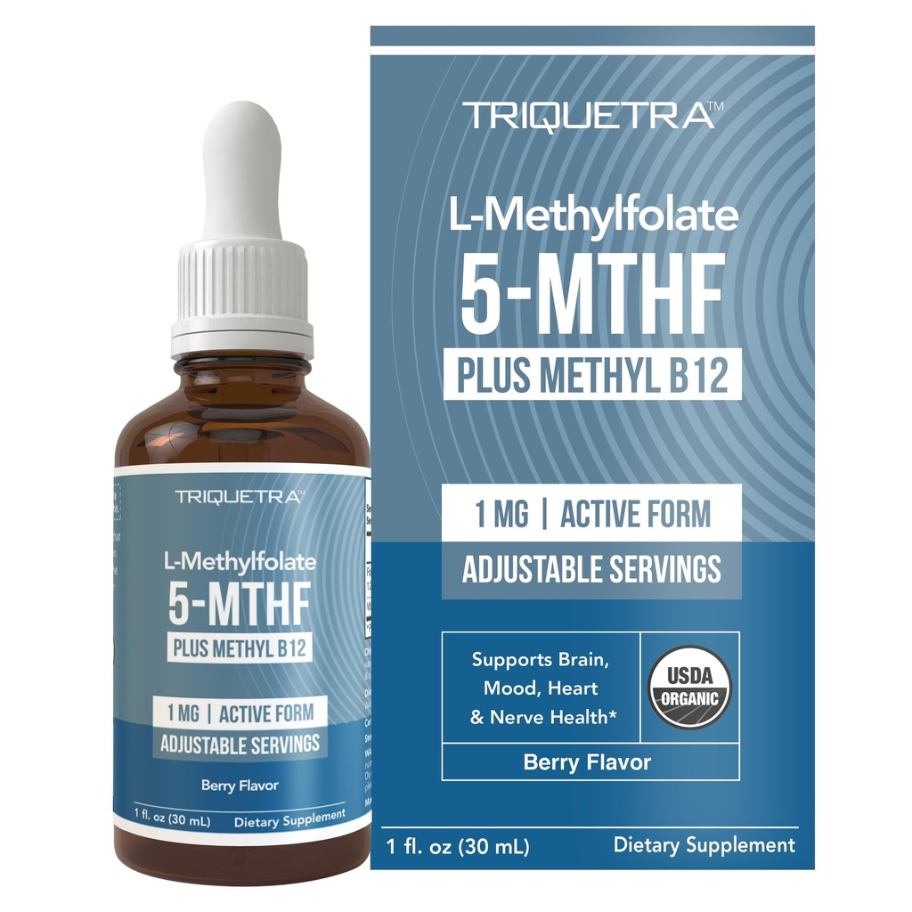 有機メチル Folate 1000のmcg + メチルB12のコファクタ(300のサービング) - Metabolically活動的な5-MTHFの形態、有機性果実味、液体の基質様式–気分、認知、メチル化、妊娠(1oz)