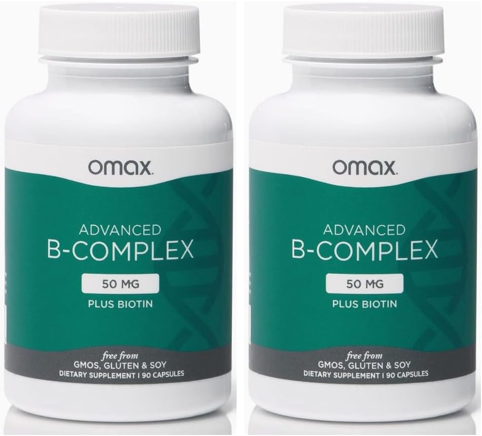 Omax3 2本のびん-Biotinの高度のビタミンBのコンプレックス50MG 強い及び光沢がある毛、皮の釘、サポート圧力、免除、エネルギーMetabolism、90のカプセル/ごとのびん