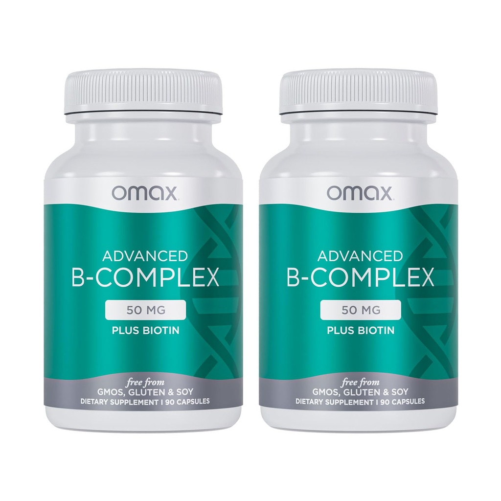 Omax3 2本のびん-Biotinの高度のビタミンBのコンプレックス50MG 強い及び光沢がある毛、皮の釘、サポート圧力、免除、エネルギーMetabolism、90のカプセル/ごとのびん