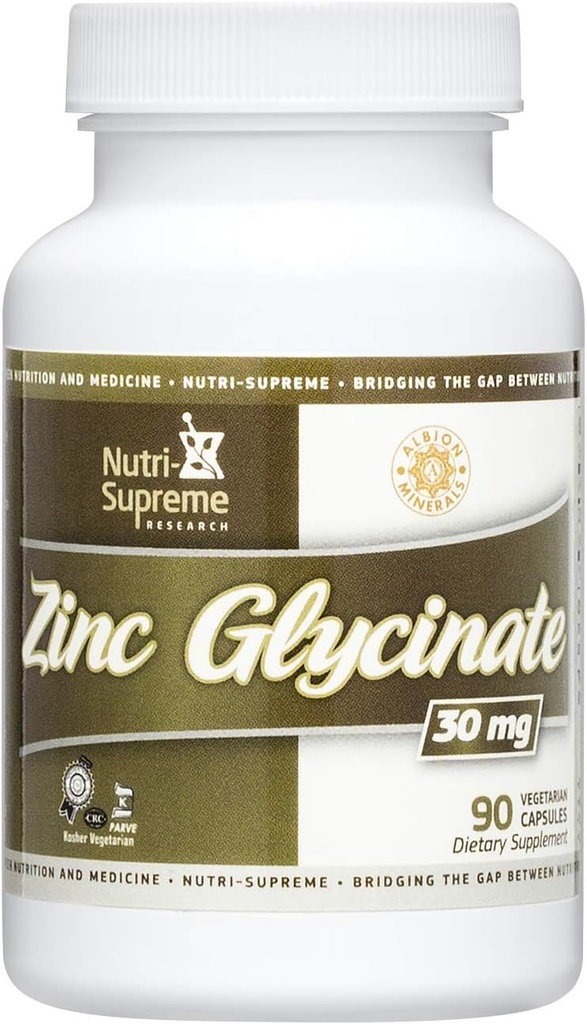 Nutri-Supreme 亜鉛 グリシネート 30 mg - 90 ベジタリアン カプセル - 最適な吸収と効力のためにテスト - 免疫と代謝の健康をサポートするのに役立ちます - サプリメント