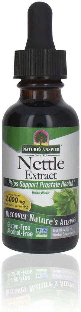 Nature's Answer Nettle Leaf 1oz Extract | 前立腺サポ | 濃い緑色のイラクサの葉のハーブサプリメント | 非GMO、コーシャ、グルテンフリー、およびアルコールフリー | シングルカウント