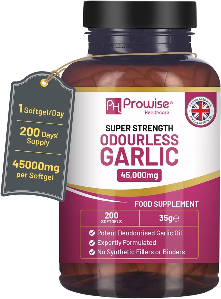 プレミアム無臭のカプセル | 45,000mg/softgel | 200 softgels (ないタブレット) 極度の高力 | 冷間プレスおよび脱臭されたアリウムのSativumからの優れたニンニクのエキス