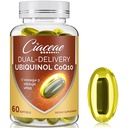 Ubiquinol CoQ10 600 MG Softgels with Omega-3 & Shilajit & PQQ, アドバンスト・デュアル・デリバリー・コエンザイムQ10, 活性CoQ10 Ubiquinolサプリメント 豊饒, 抗酸化, 心臓, 脳 & エネルギー, 60 サービング
