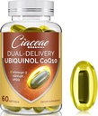 Ubiquinol CoQ10 600 MG Softgels with Omega-3 & Shilajit & PQQ, アドバンスト・デュアル・デリバリー・コエンザイムQ10, 活性CoQ10 Ubiquinolサプリメント 豊饒, 抗酸化, 心臓, 脳 & エネルギー, 60 サービング