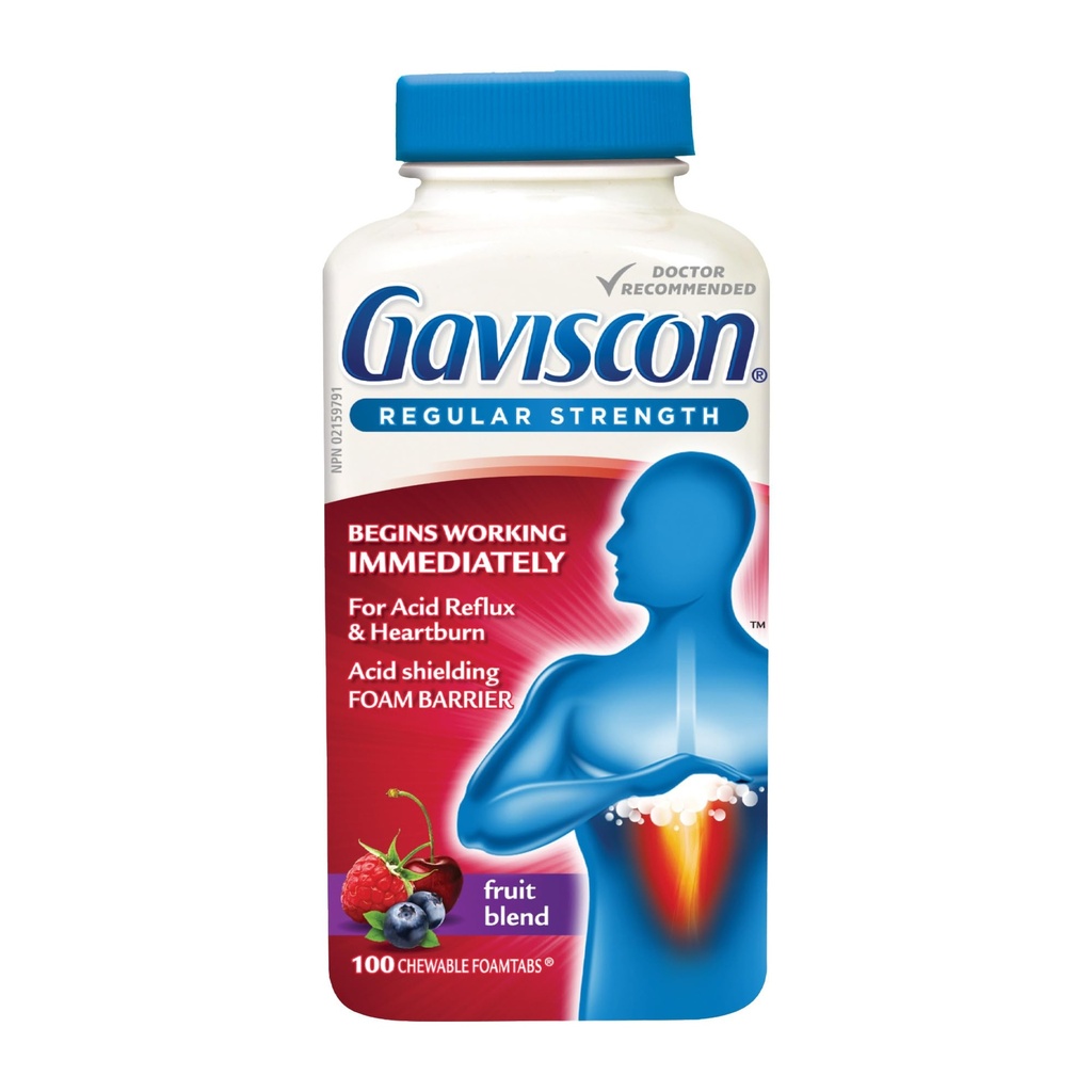 Gavisconの規則的な強さのフルーツのAntacid 100のタブレット