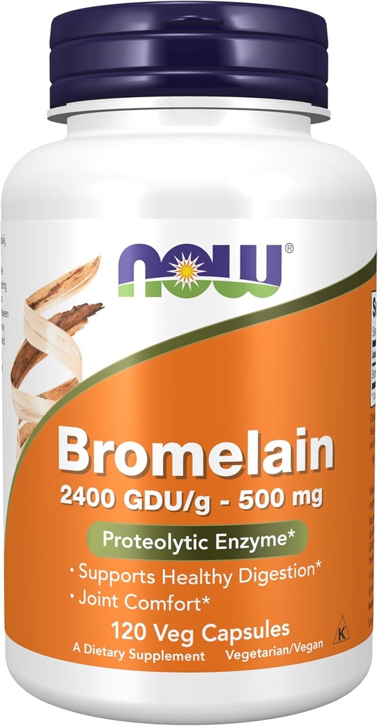 NOW Foodsは、Bromelain(Natural Proteolytic Enzyme) 2,400 GDU/g - 500 mg、自然プロテオリン酵素*、120ベジカプセルを補います