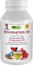 ANDREW LESSMAN Resveratrol-100 with Green Tea 100 Grape Seed 100 Pomegranate 100mg - 60 Capsules - Four Powerful, Protective Anti-oxidants.