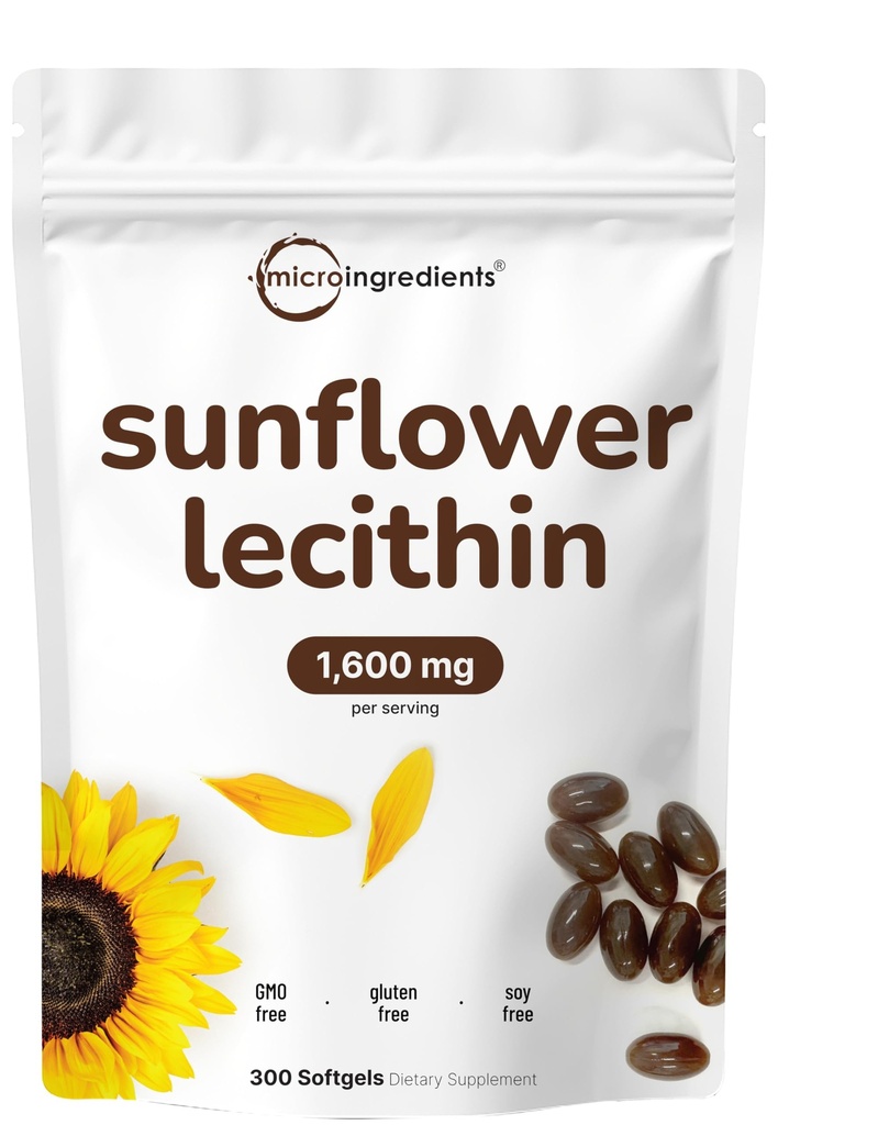 マイクロ成分のヒマワリレシチン 1,600mg/サービング、300 Softgels | 持続的に栽培されたソース、冷間プレス、Phosphatidyl コリンで豊富 | 授乳サプリメント* | 大豆フリー、非GMO