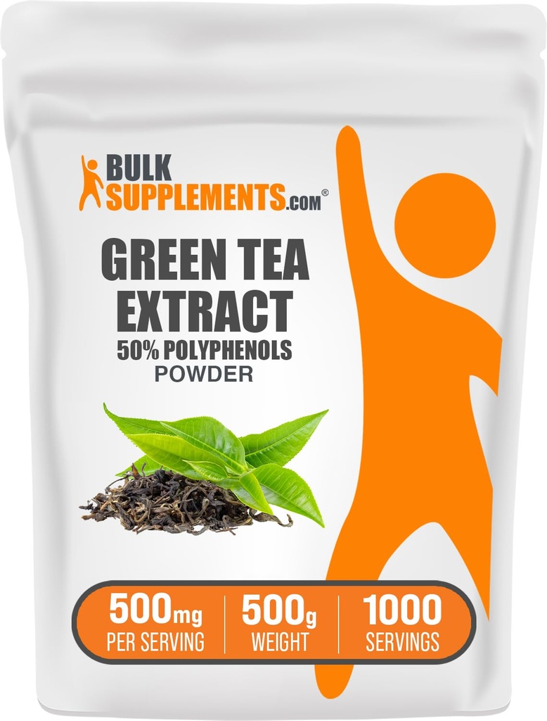 BulkSupplements.comgreenティーエキスパウダー - 50%ポリフェノールサプリメント、EGCGサプリメント - グルテンフリー、500g(1.1ポンド)、500g(パッケージ1)