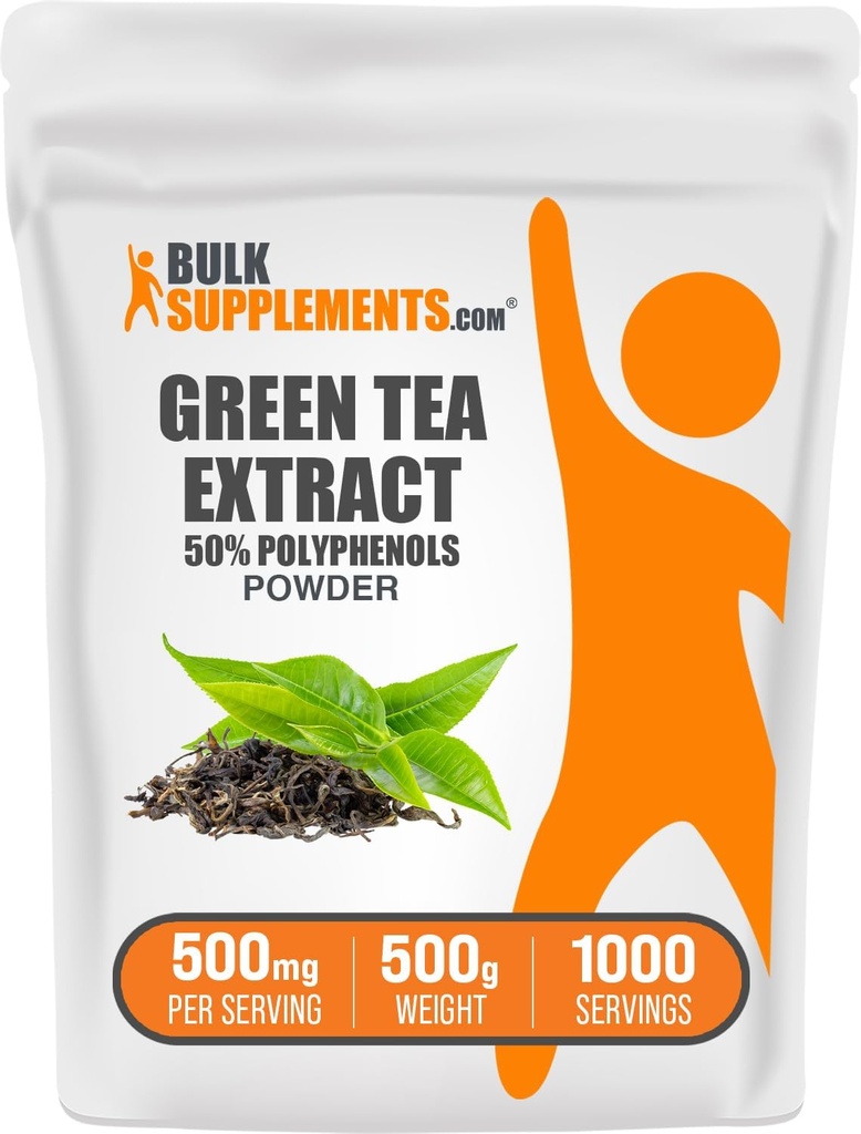 BulkSupplements.comgreenティーエキスパウダー - 50%ポリフェノールサプリメント、EGCGサプリメント - グルテンフリー、500g(1.1ポンド)、500g(パッケージ1)