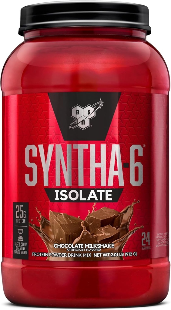 BSN SYNTHA-6 Isolate Protein Powder、Whey Protein Isolate、ミルクプロテイン アイソレート、味:チョコレートミルクセーク、24 サービング