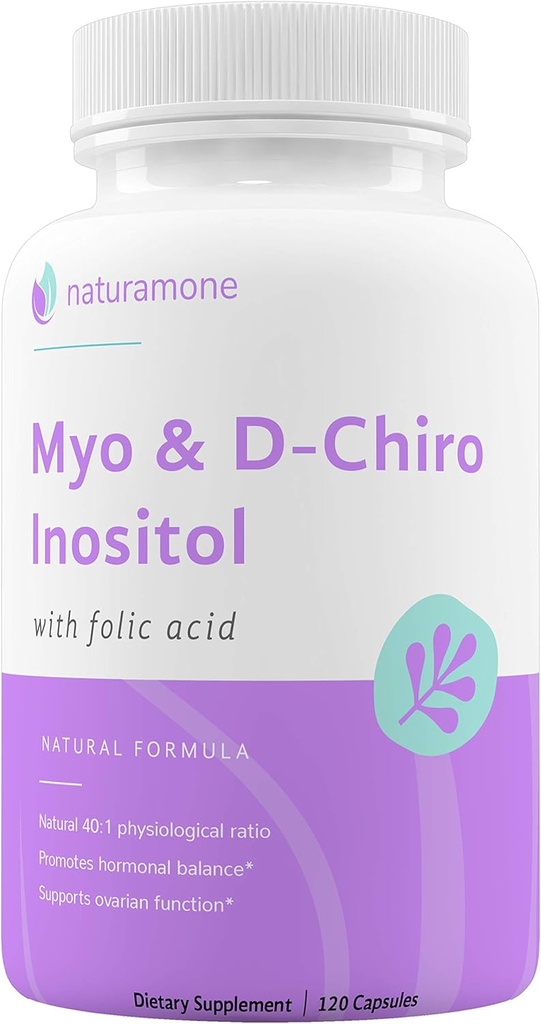 Myo-Inositol&D-Chiro Inositolブレンドと100%デイリーフォレート - 40:1生理学的比率 - 多嚢胞性卵巣症候群(PCOS)、ホルモンバランスとオワリアンサポート120カプセル
