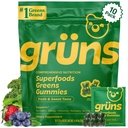 Gruns 大人スーパーグリーングミ - スーパーフードグミイラとスピリナ、クロレラ&消化の健康のためのプレバイオティクス - 適応物質は20ビタミンとミネラル、低砂糖 - 2週間の供給を補います