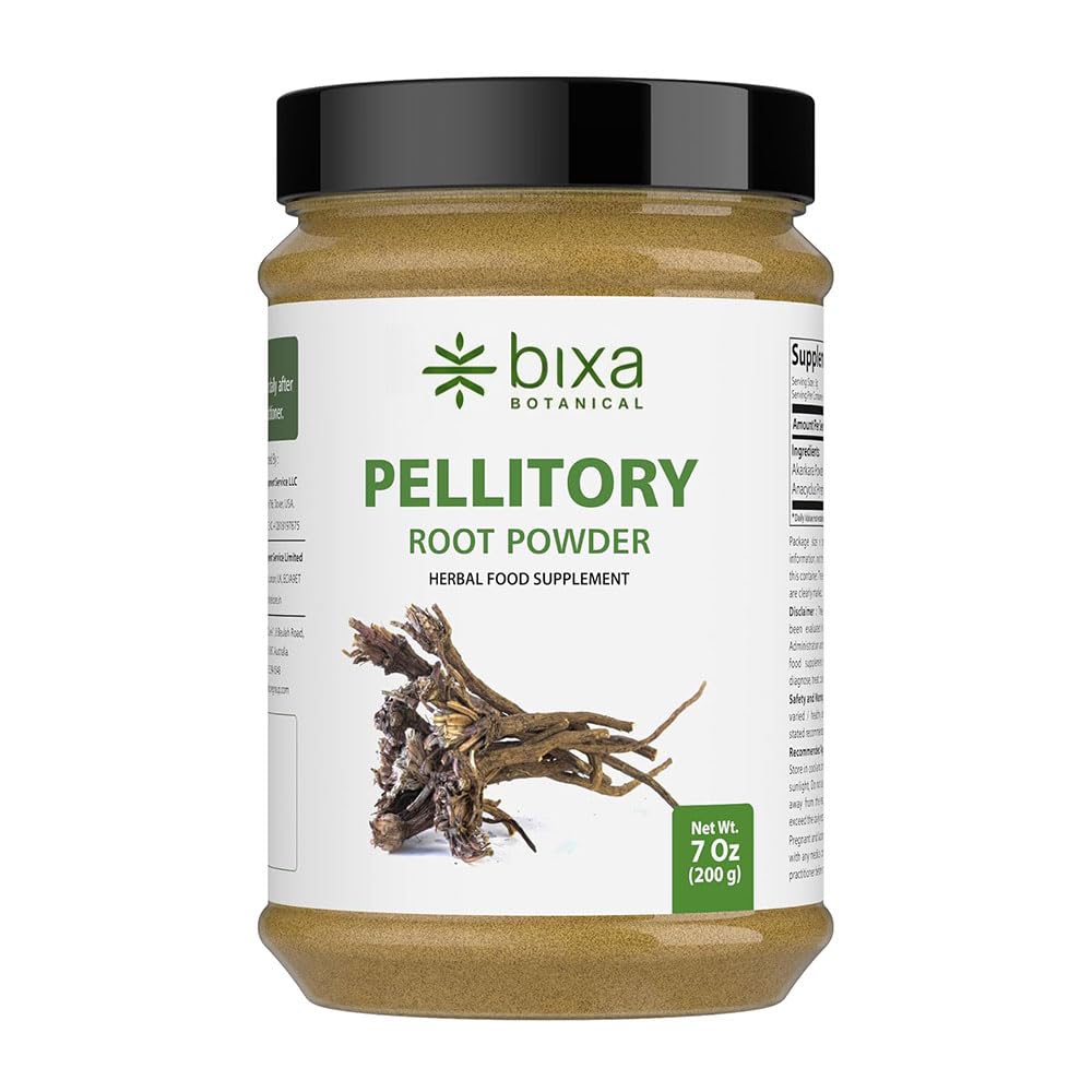 bixa BOTANICAL Pellitory Root Powder | アナサイクラス・ピレトゥルム/アカルカラ | アユルヴェーダ・ハーブ・サプリメント | 200 GMS / 7 OZ | グルテンフリー、非GMO、蒸気処理、ビーガン、100%純粋な。