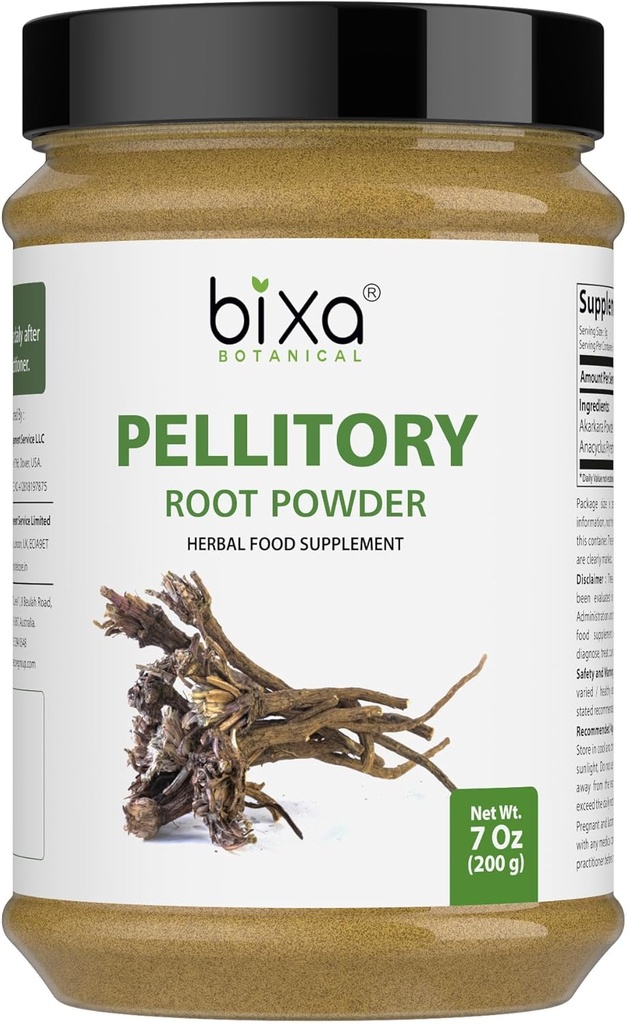 bixa BOTANICAL Pellitory Root Powder | アナサイクラス・ピレトゥルム/アカルカラ | アユルヴェーダ・ハーブ・サプリメント | 200 GMS / 7 OZ | グルテンフリー、非GMO、蒸気処理、ビーガン、100%純粋な。