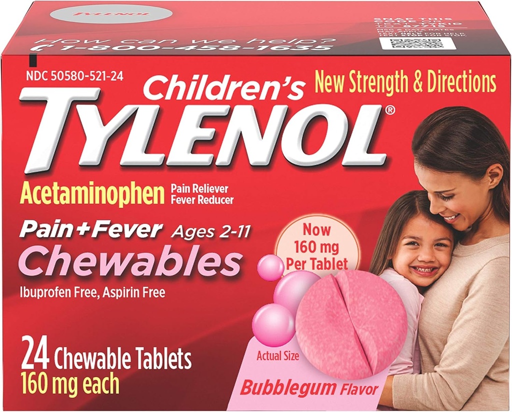 子供のチレノールのChewables、苦痛及び熱心な救助のためのアセトアミノフェン、24のct