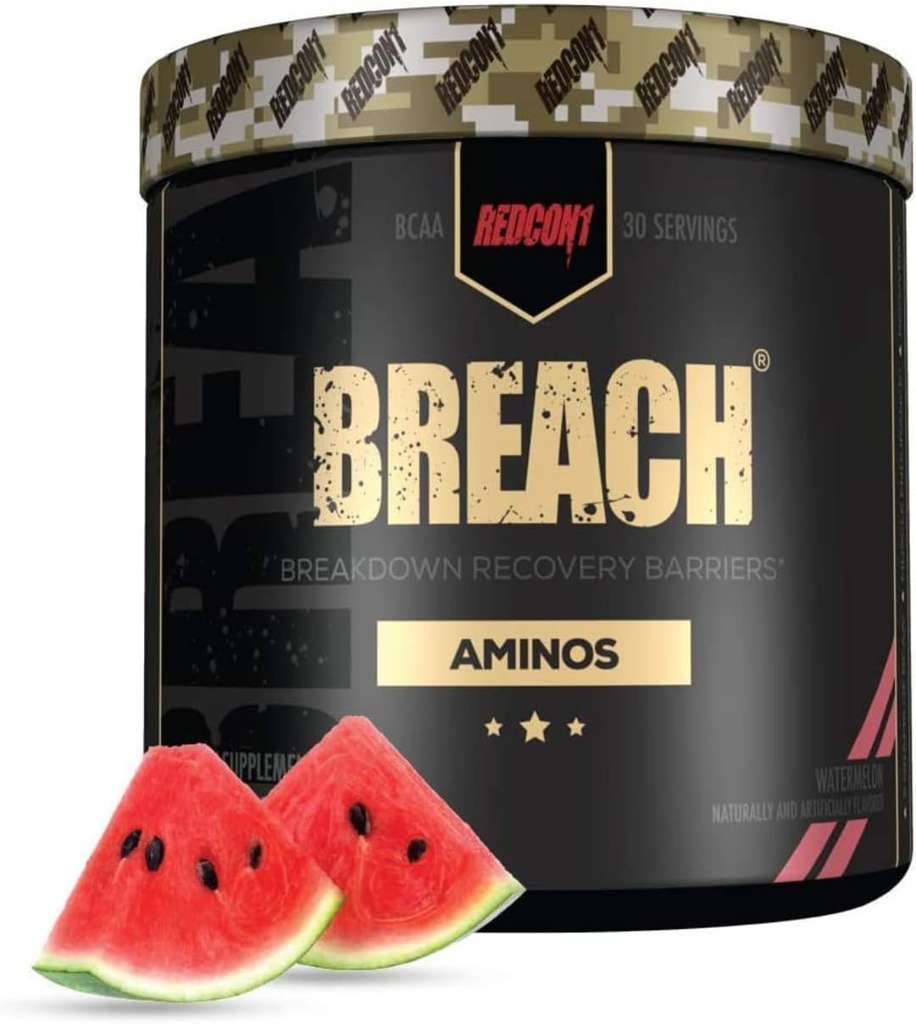 REDCON1 Breach BCAA、Watermelon - Ketoフレンドリー+砂糖回復のための無料のエッセンシャルアミノ酸 - BCAAs L-ロイシン、L-イソロイシン&L-ヴァリン(30のサービング)が含まれています
