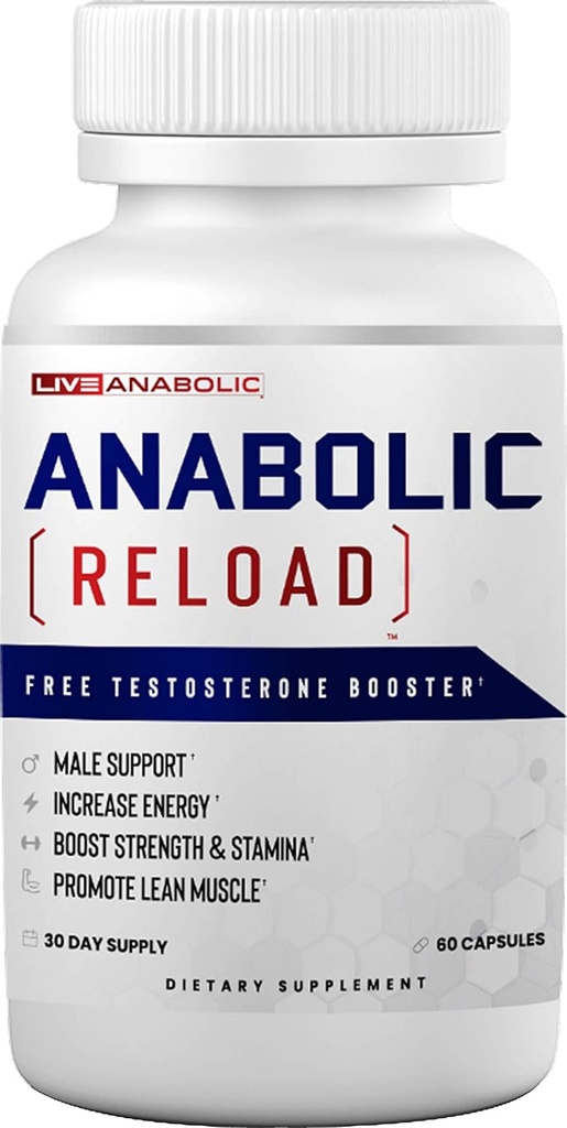 LiveAnabolic - 同化リロード - ビタミンDソース - 60カプセル、30日の供給 - エネルギーレベル、強度、スタミナを改善するのに役立ちます - リーンマッスル開発をサポート - アシュワガンダとフォルスコリン