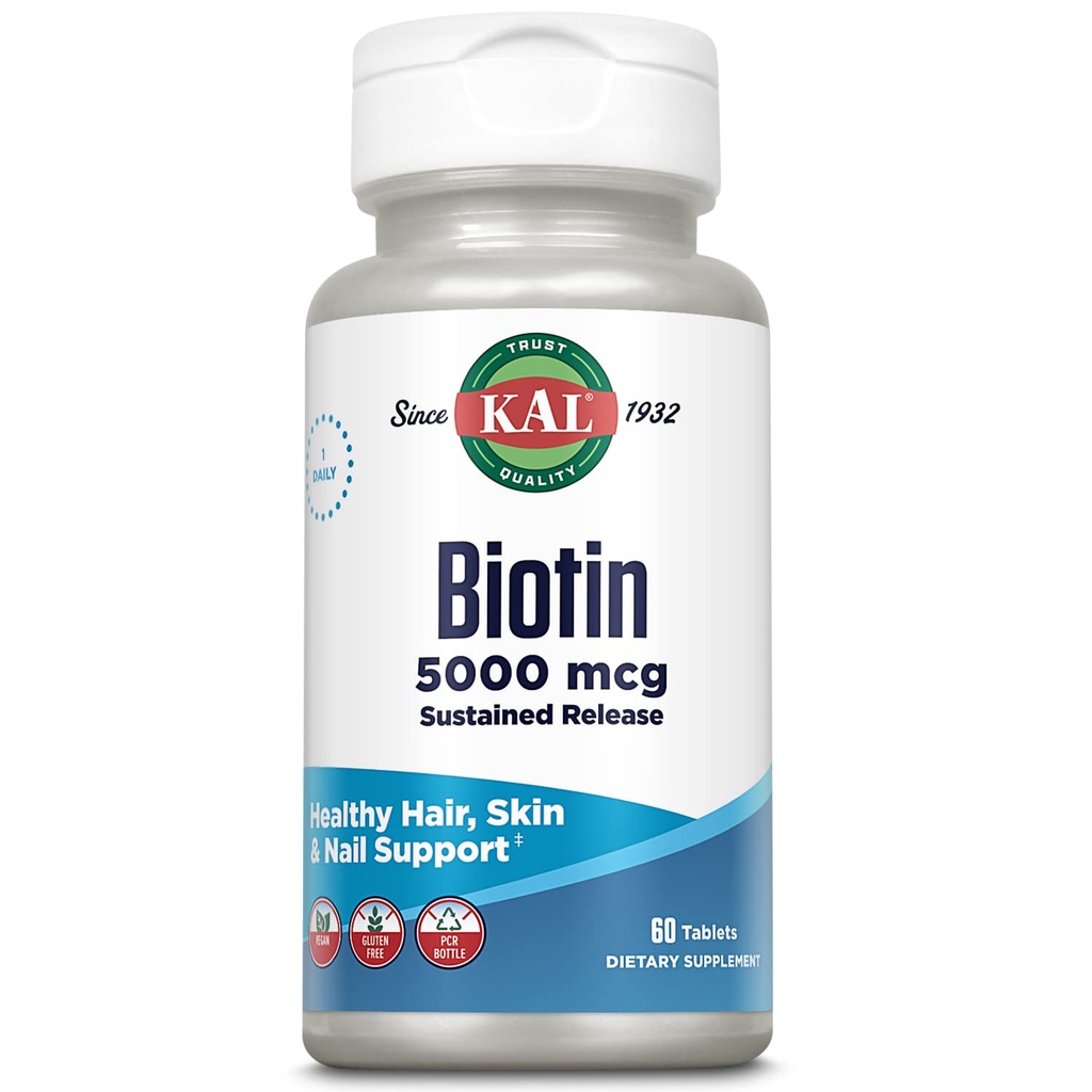 KALのBiotin 5000 TRのタブレット、5000のmcgの60の計算