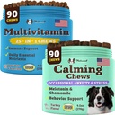 自然な犬の会社Multivitaminおよび Calmingの補足の束、犬のための毎日の栄養素および不安の救助、サポート共同健康、皮及びコート、騒音及び旅行、必須のビタミンからの圧力を減らして下さい