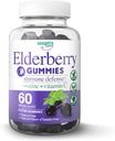 Elderberry Gummies with Vitamin C and Zinc - Immune Booster Elderberry Gummies For Adults and Kids - Vegan Natural Ingredients Defense Multivitamins with Antioxidant Support (60 Gummies)