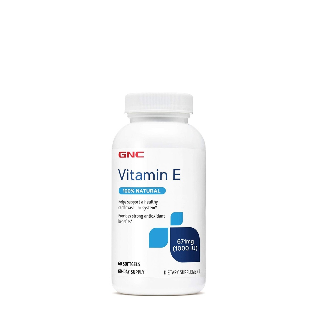 GNCのビタミンE 100%の自然な1000IU - 60のSoftgels、60のサービング