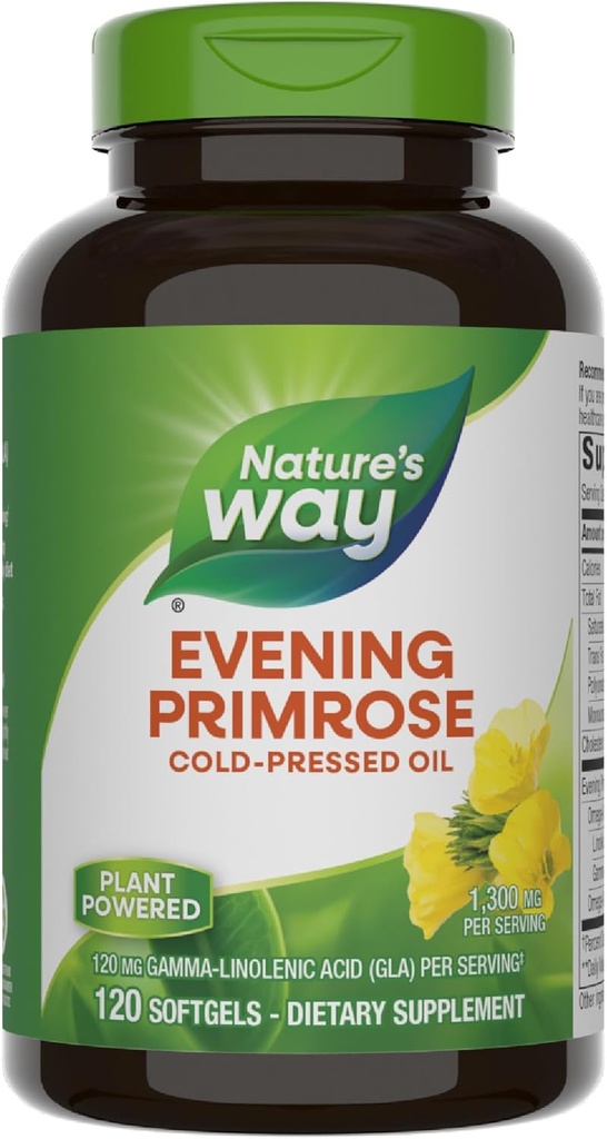 Nature's Way Evening Primrose Oil, Cold Pressed, 120 mg GLA/サービング(1), 120 Softgels (パッケージ 5 月 Vary)
