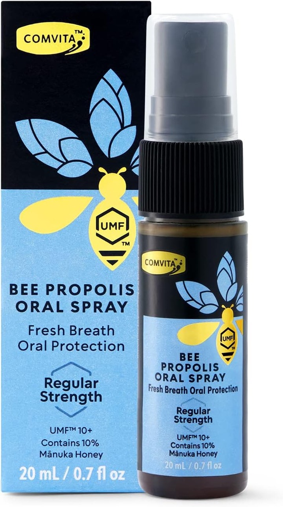 Comvita Bee Propolis Throat Spray - 天然免疫サポート、ニュージーランドUMF 10 + マヌカハニー、抗酸化剤、栄養補助食品 - 0.7 fl oz