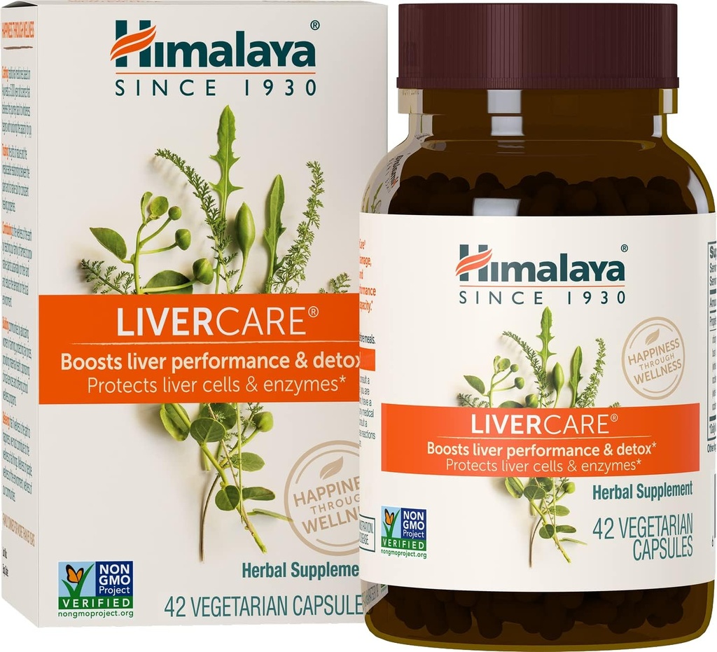 Himalaya LiverCare - 廃棄物の除去、肝臓のクレンジング、デトックス、およびベールの生産を促進するハーブ肝臓サポート - ビーガン、非GMO、グルテンフリー、375 mg、42カプセル