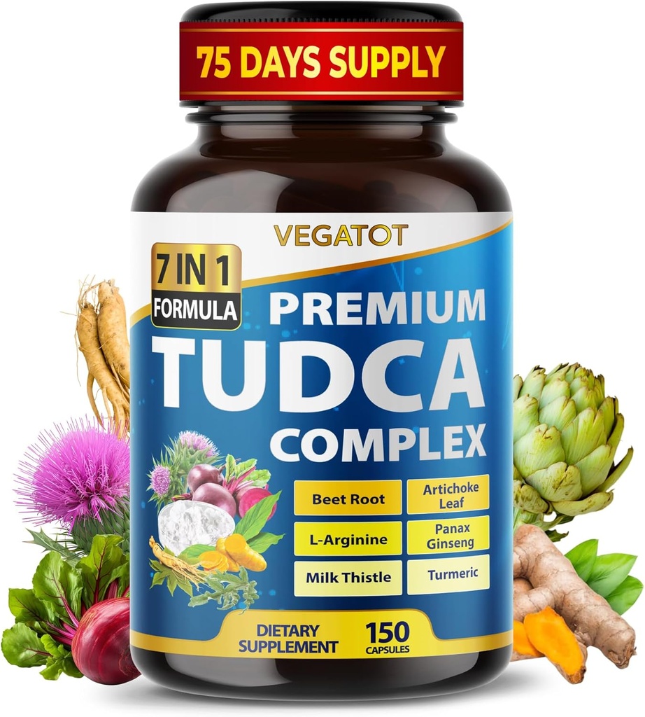 VEGATOT TUDCAサポートフォーミュラ - Beet Root、Turmeric& Milk Thistle - セルラーサポート&デイリーウェルネス - 90カプセル - アメリカ製