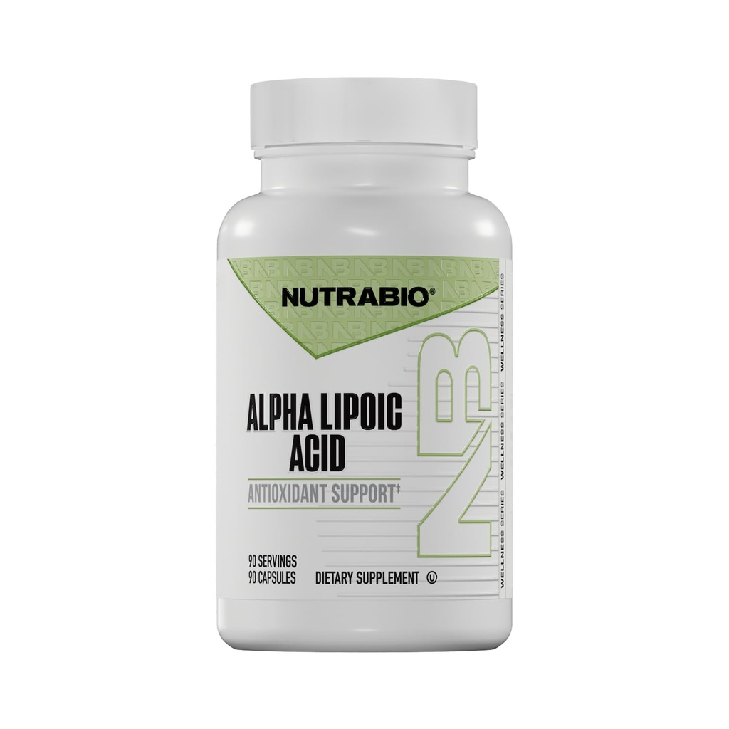 NutraBioアルファリポ酸(ALA)サプリメント、300mg - 抗酸化健康をサポートし、エネルギー生産とウェルネスをブーストする5月、90野菜カプセル