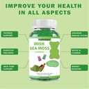 Sea Moss Gummies with Vitamin for Vegan & Adult 1800mg Sea Moss + 1100mg Bladderwrack + 300mg Burdock, Immune & Detox Support for Adults and Kids - 60 Pcs
