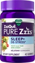 ZzzQuil PURE Zzzs De-Stress Melatonin Sleep Aid Gummies、Calm Your mind and Body、Ashwagandha for Stress Support、Sleeping Aids for Adult、1 ガミーあたり mg、42 カウント