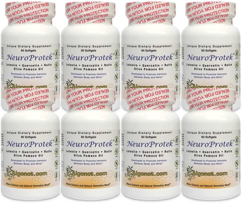 Algonot NeuroProtek 8 パック: オリーブのポムエース オイルを使用して唯一のリポソーム ルテリン製品. ルテリンの組み合わせ, クエルセチン & オリーブのポムエース油でルテイン (還元価格バンドル)