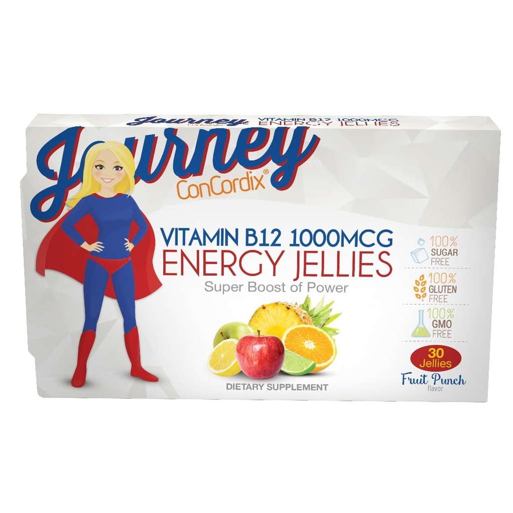 ベアトリクエティングジャーニー 1,000 mcg ビタミン B12 砂糖フリーエネルギーゼリー フルーツパンチ (30 カウント)