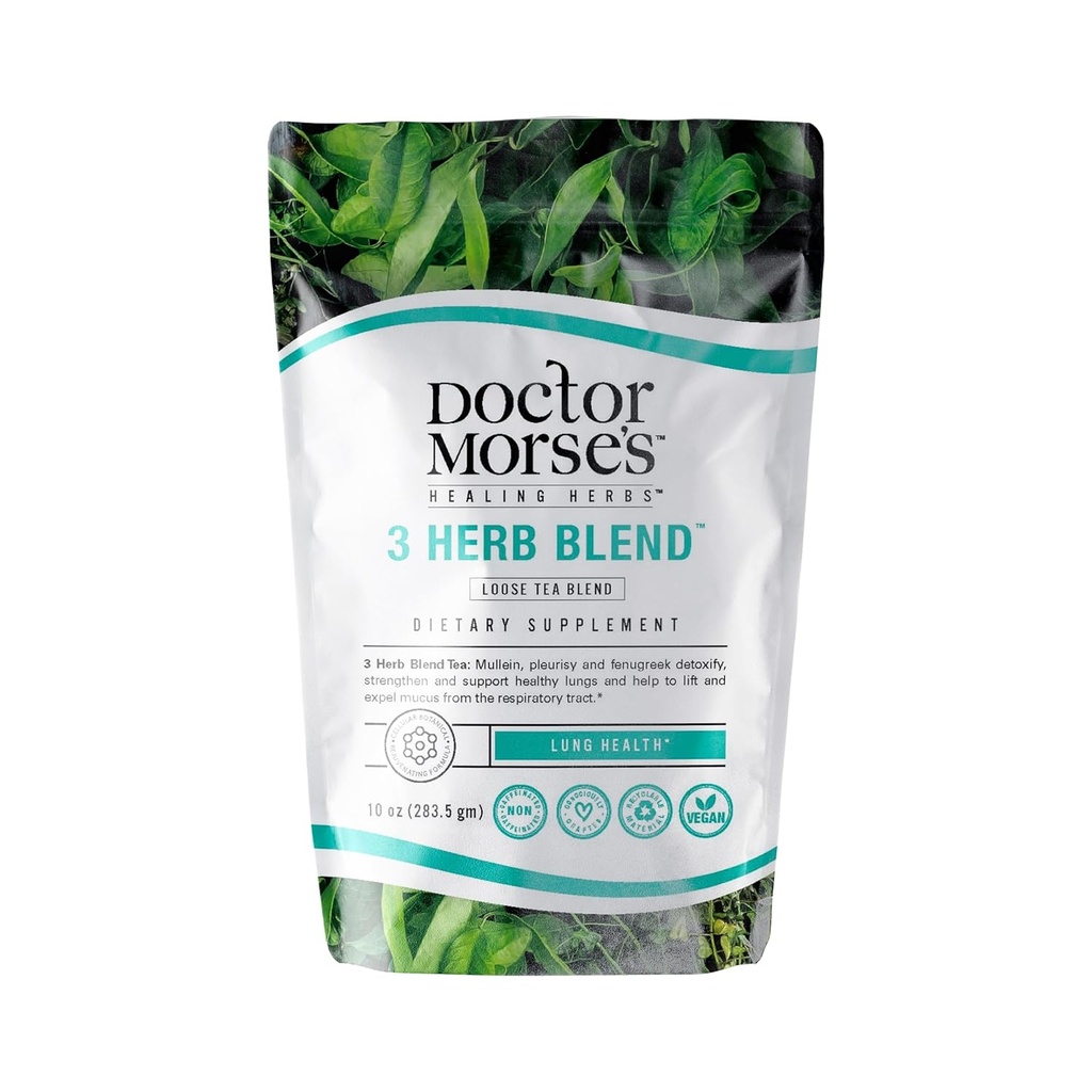 医師のモース - Mulleinリーフティー - 3ハーブブレンドティー - 86サービング、7oz -カフェイン無料 - 包括的な肺&呼吸サポート - Mulleinリーフ、Pleurisyルート&フェヌグネグリークエキス