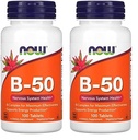 NOWサプリメント、ビタミンB-50mg、エネルギー生産*、神経系健康*、100錠(パック2)
