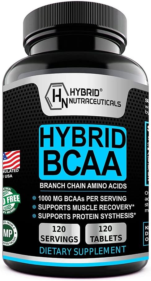 ハイブリッドBCAA 1000mg - BCAAのアミノ酸サプリメント - 2:1 Lロイシン、L-イソロイシンとL-ヴァリン - 非GMO、ビーガン - 120 サービング
