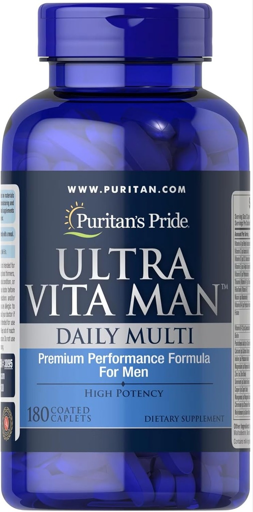 Puritan's Pride Ultra Vita Man High Potency Men's Daily Multivitamin with Time Release Technology, 免疫システムと心臓の健康をサポートするためのサプリメント, 3 ヶ月の供給, 180 カウント